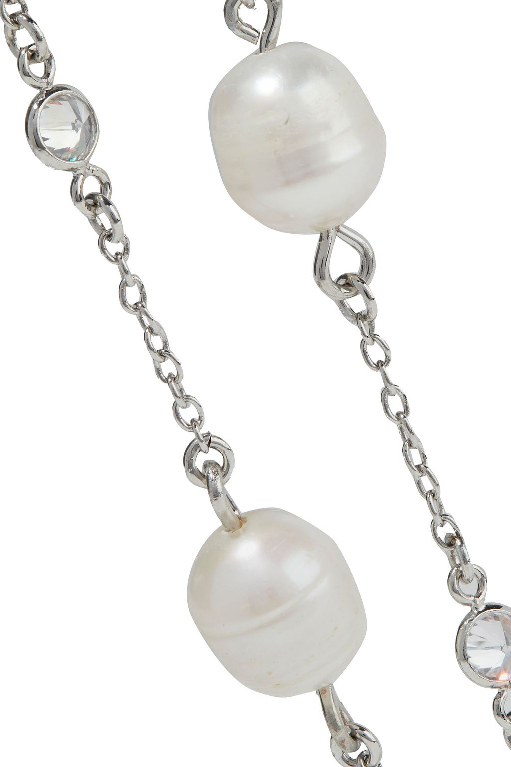 CZ BY KENNETH JAY LANE Rhodium-plated, faux pearl and crystal necklace