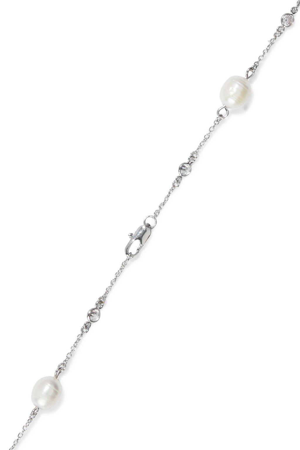CZ BY KENNETH JAY LANE Rhodium-plated, faux pearl and crystal necklace