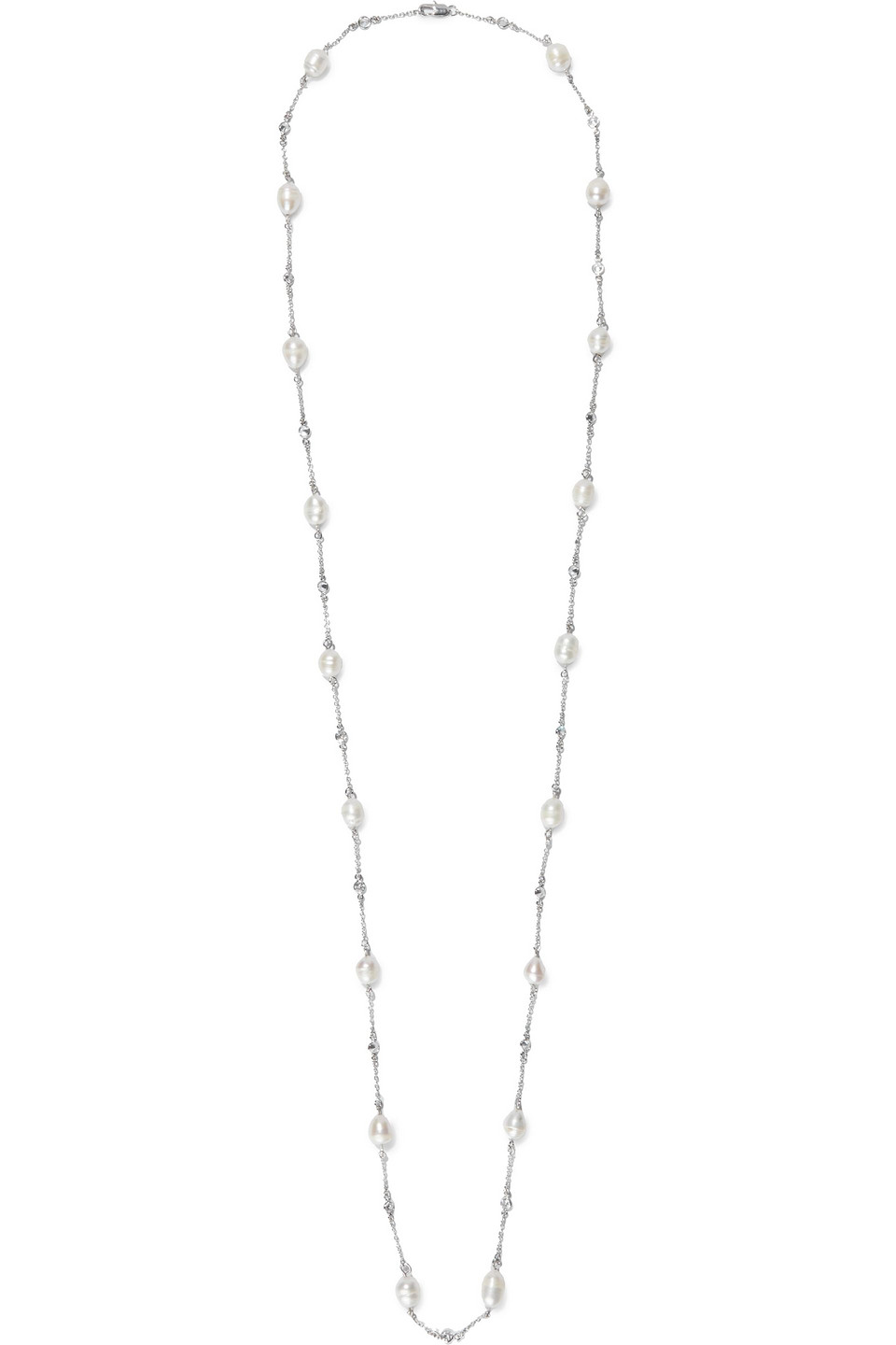 CZ by KENNETH JAY LANE Rhodium-plated, faux pearl and crystal necklace