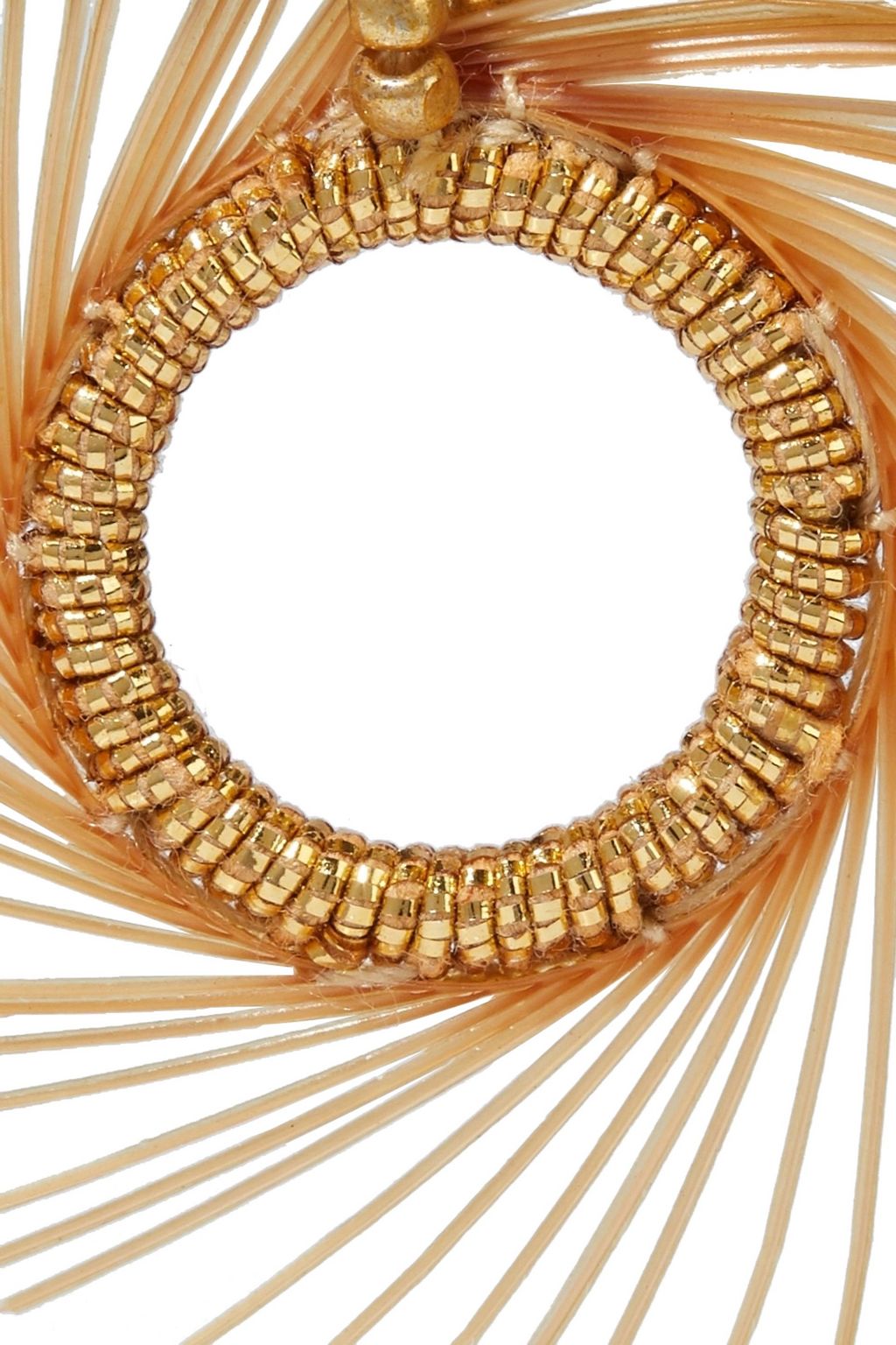 OSCAR DE LA RENTA Gold-tone, bead, cord and faux feather clip earrings