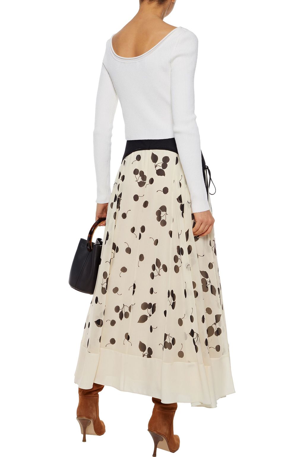 3.1 PHILLIP LIM Layered paneled crepe and printed gauze maxi skirt