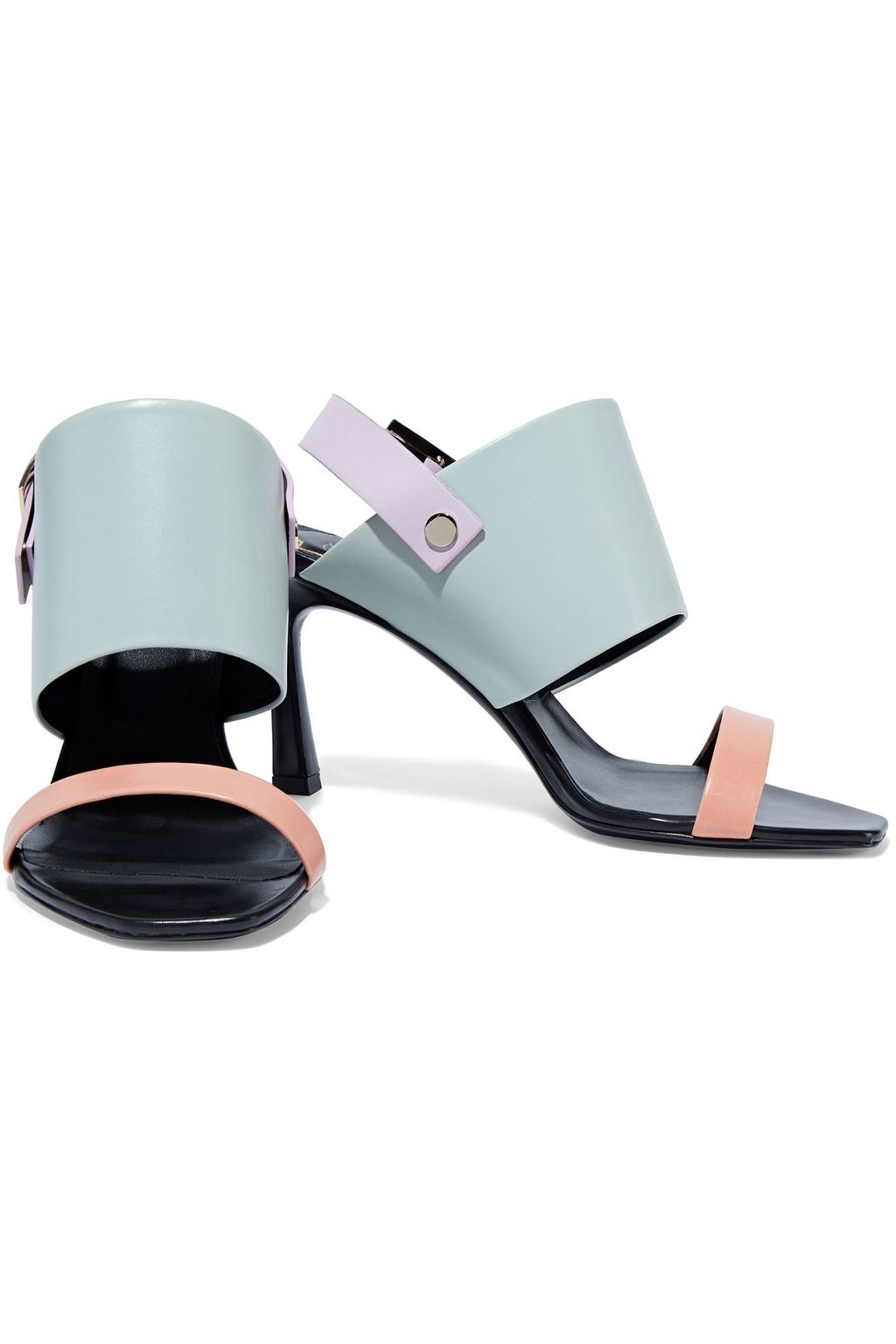 ROGER VIVIER Trompette カラーブロック レザー バックストラップサンダル