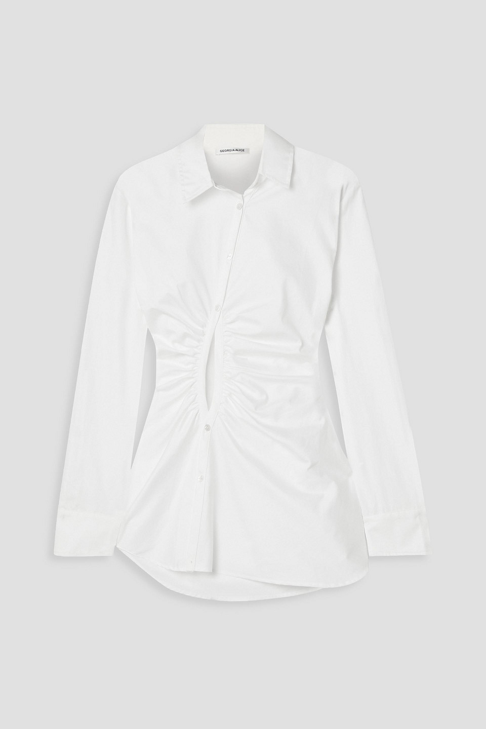 GEORGIA ALICE Universe cutout gathered cotton-poplin shirt