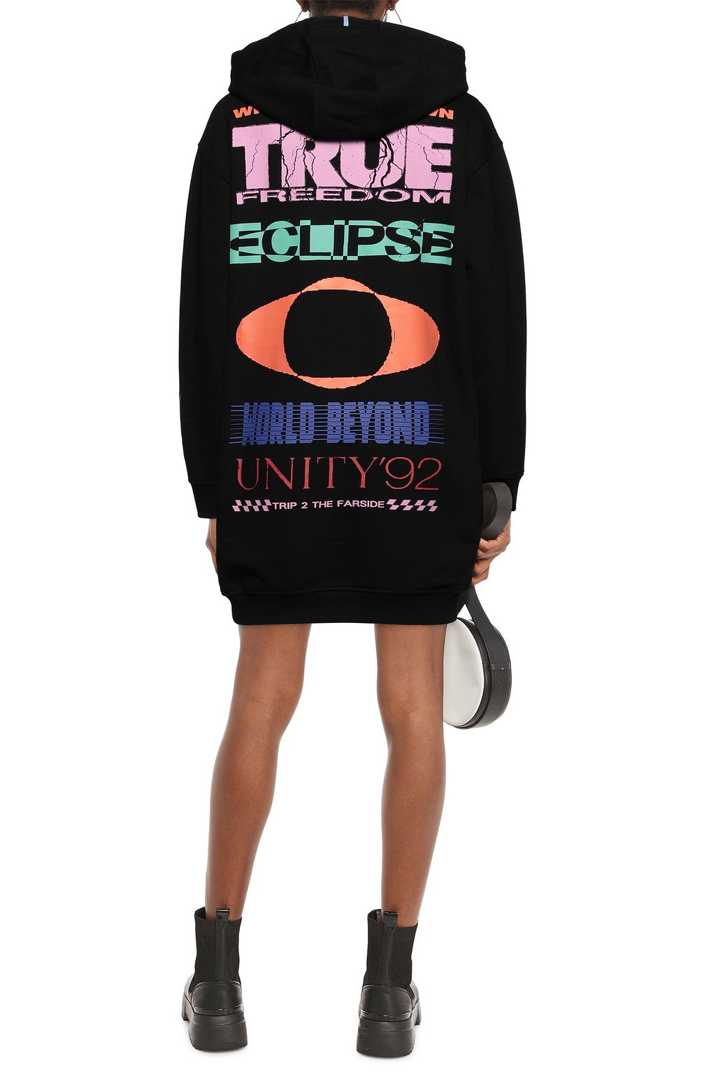 MCQ ALEXANDER MCQUEEN Appliquéd printed French cotton-terry hooded mini dress