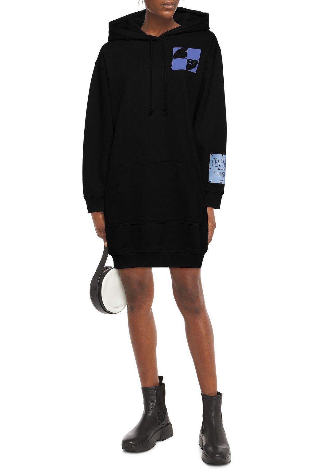 MCQ ALEXANDER MCQUEEN Appliquéd printed French cotton-terry hooded mini dress