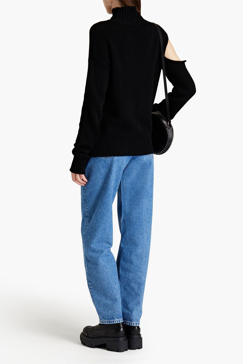 THE RANGE Cutout ribbed cotton turtleneck sweater