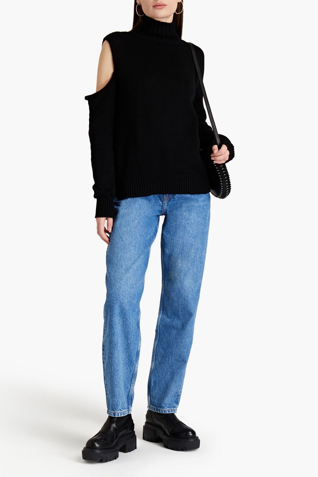 THE RANGE Cutout ribbed cotton turtleneck sweater