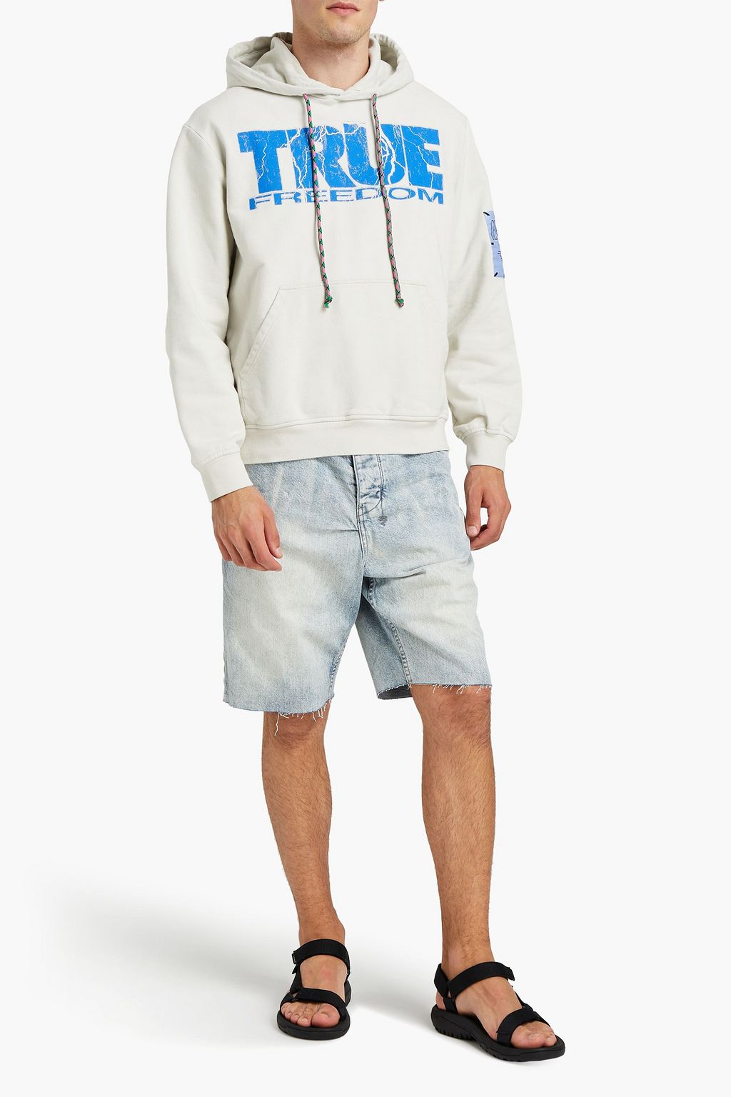 MCQ ALEXANDER MCQUEEN Embroidered printed French cotton-terry hoodie