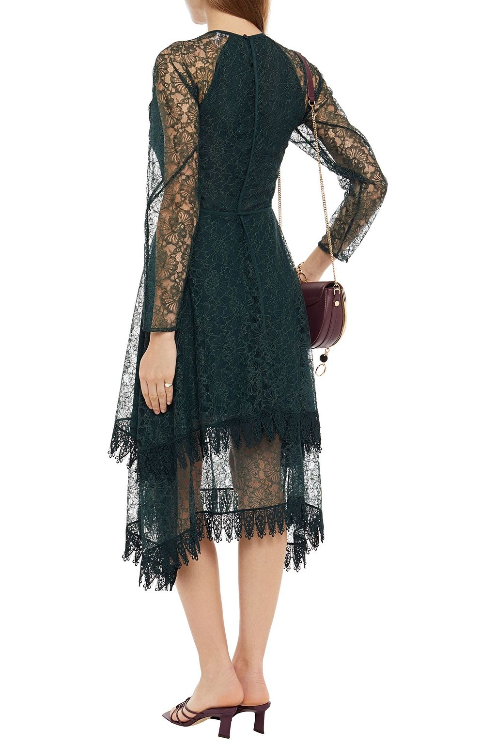 SEE BY CHLOÉ Asymmetric layered lace midi dress