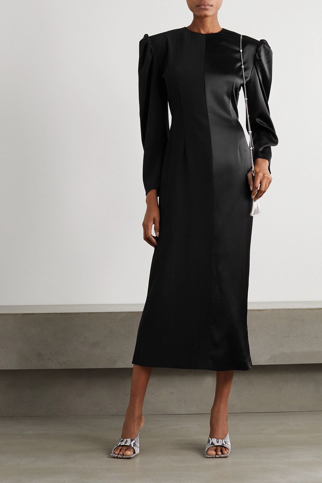 ROWEN ROSE Open-back satin and cady midi dress