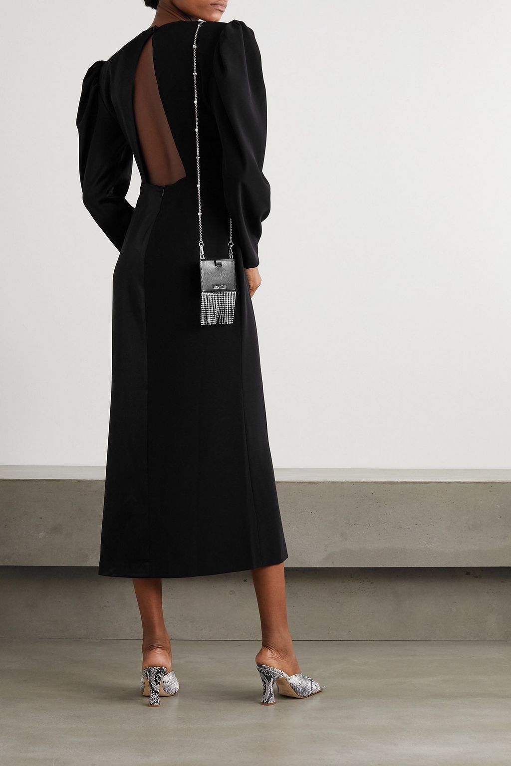 ROWEN ROSE Open-back satin and cady midi dress