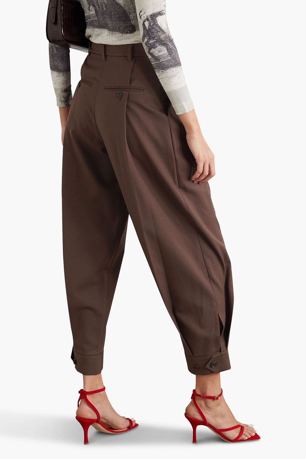 PUSHBUTTON Karottenhose aus Twill aus einer Wollmischung mit Falten