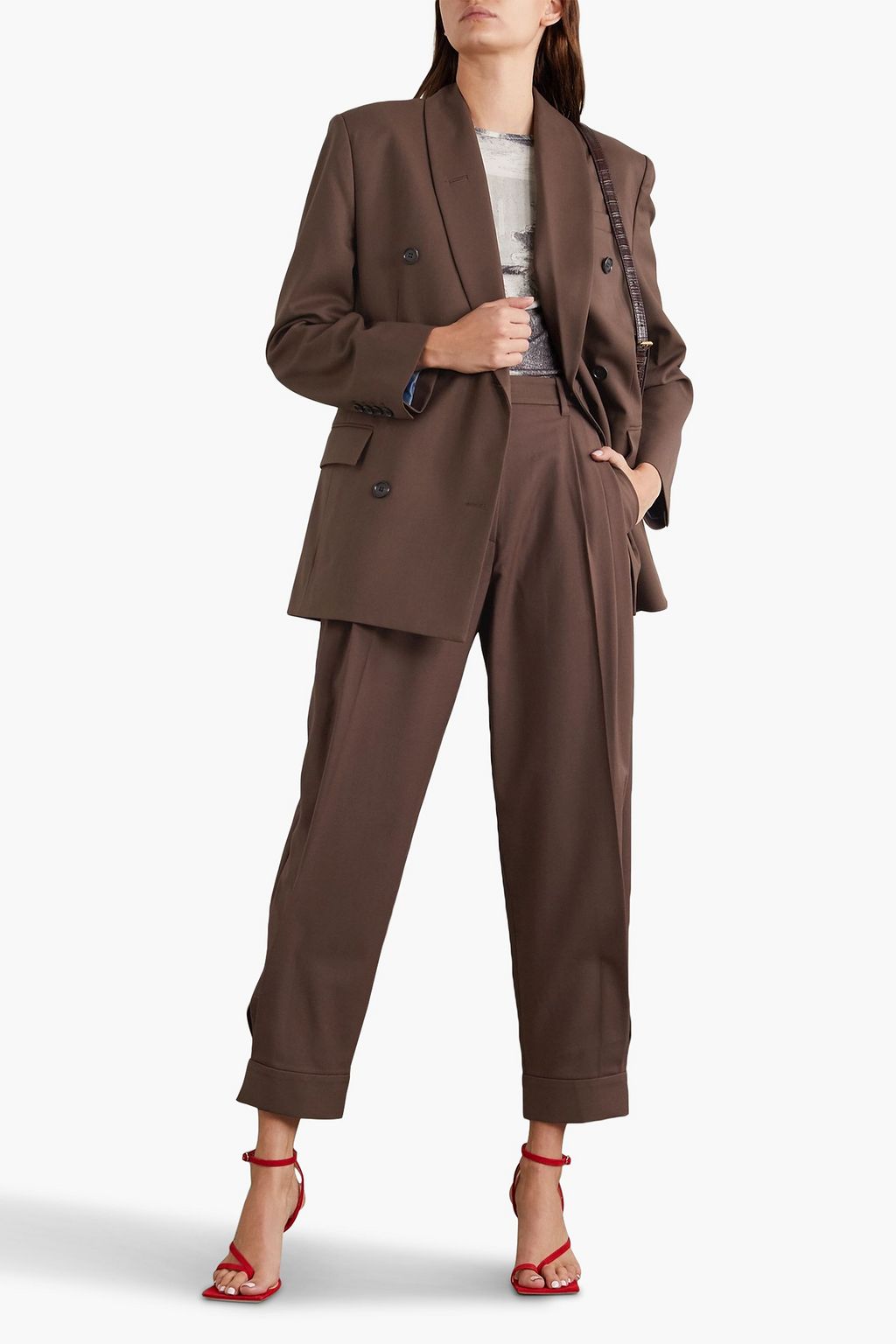 PUSHBUTTON Karottenhose aus Twill aus einer Wollmischung mit Falten