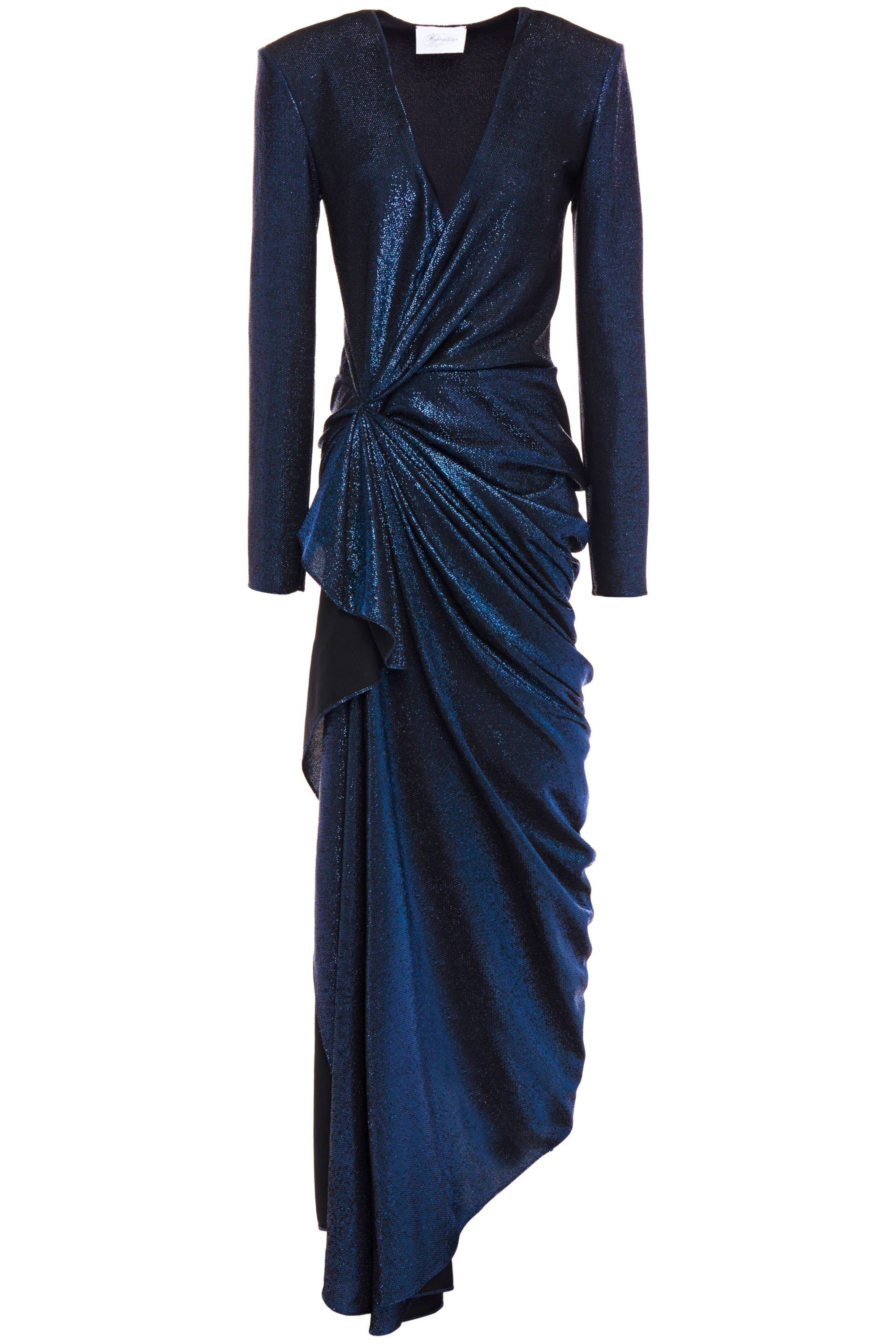 REDEMPTION Cindy wrap-effect draped lamé midi dress thumbnail