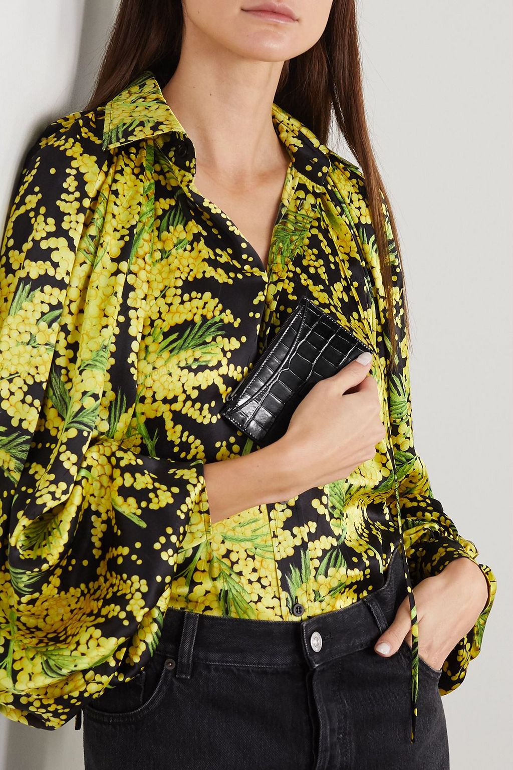 BALENCIAGA Croc-effect leather cardholder