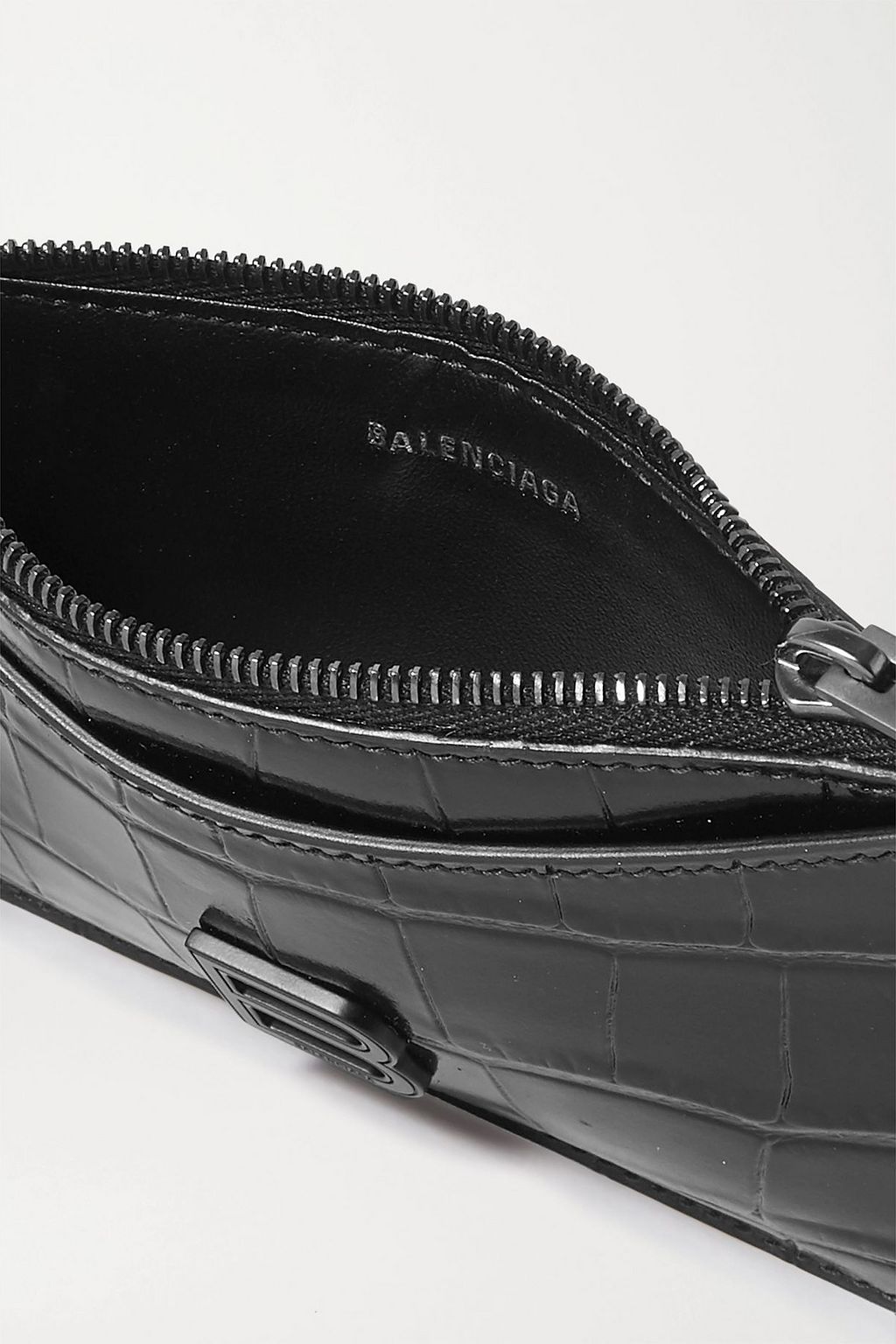 BALENCIAGA Croc-effect leather cardholder