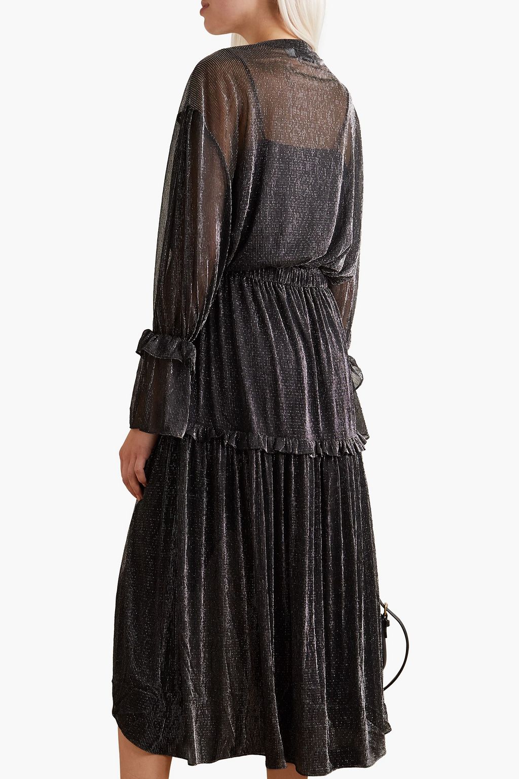 IRO Rolienae wrap-effect metallic chiffon dress