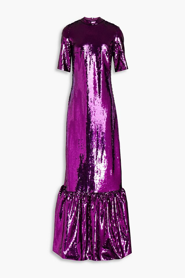 Kora flared sequined tulle maxi dress