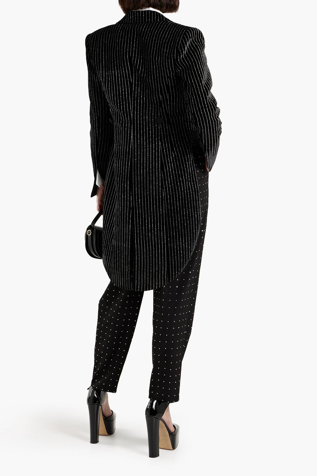 REDEMPTION Satin-trimmed glittered striped velvet jacket