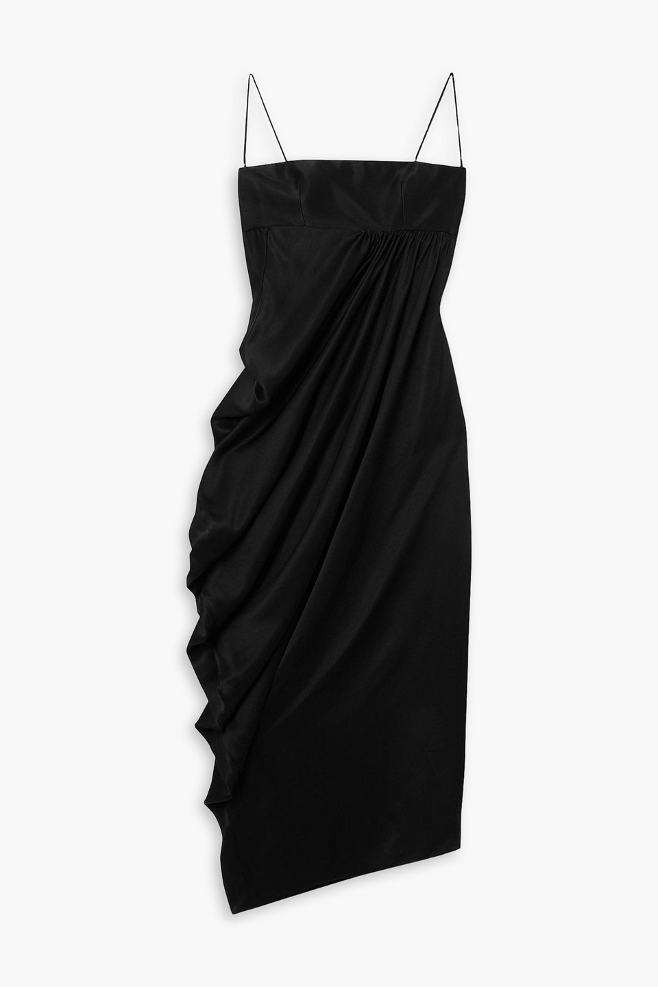 Lado Bokuchava Draped Satin Midi Dress In Black