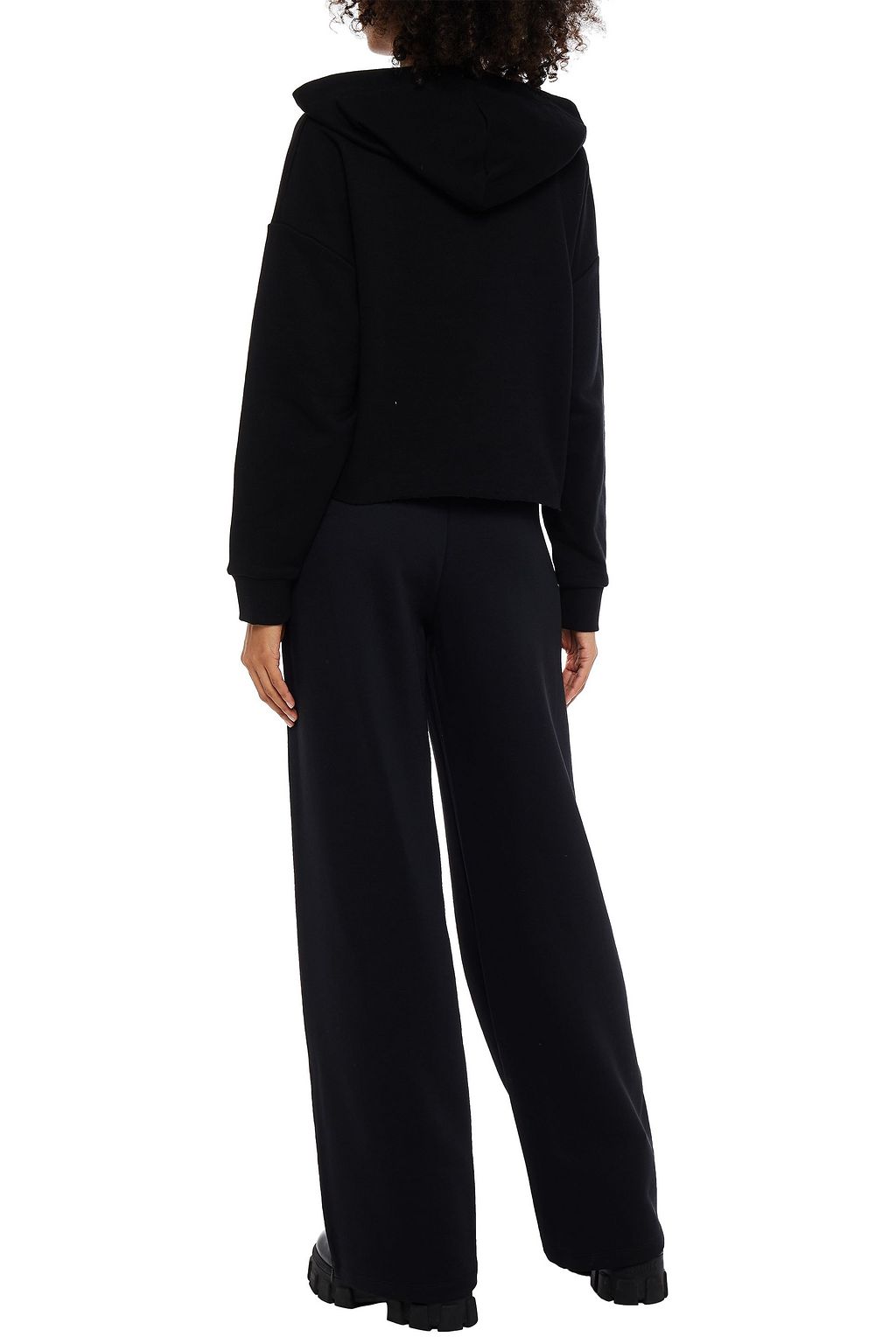 REDVALENTINO Velvet-trimmed printed French terry straight-leg pants