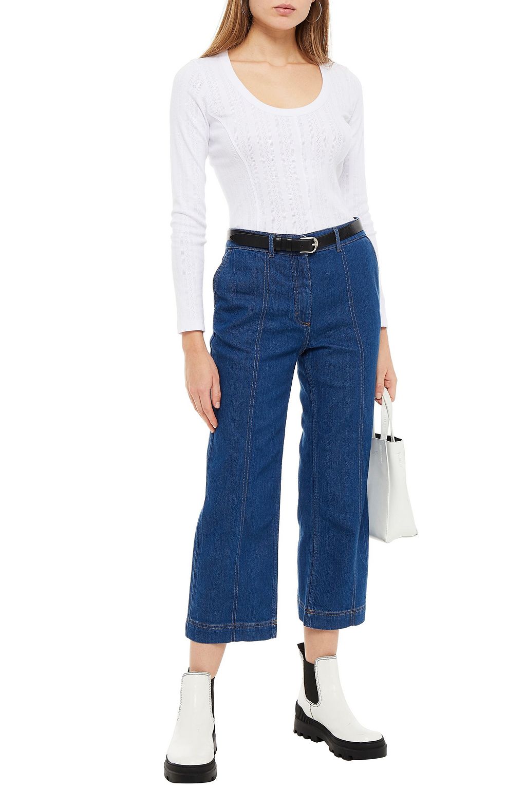 NINETY PERCENT Pointelle-knit organic cotton top