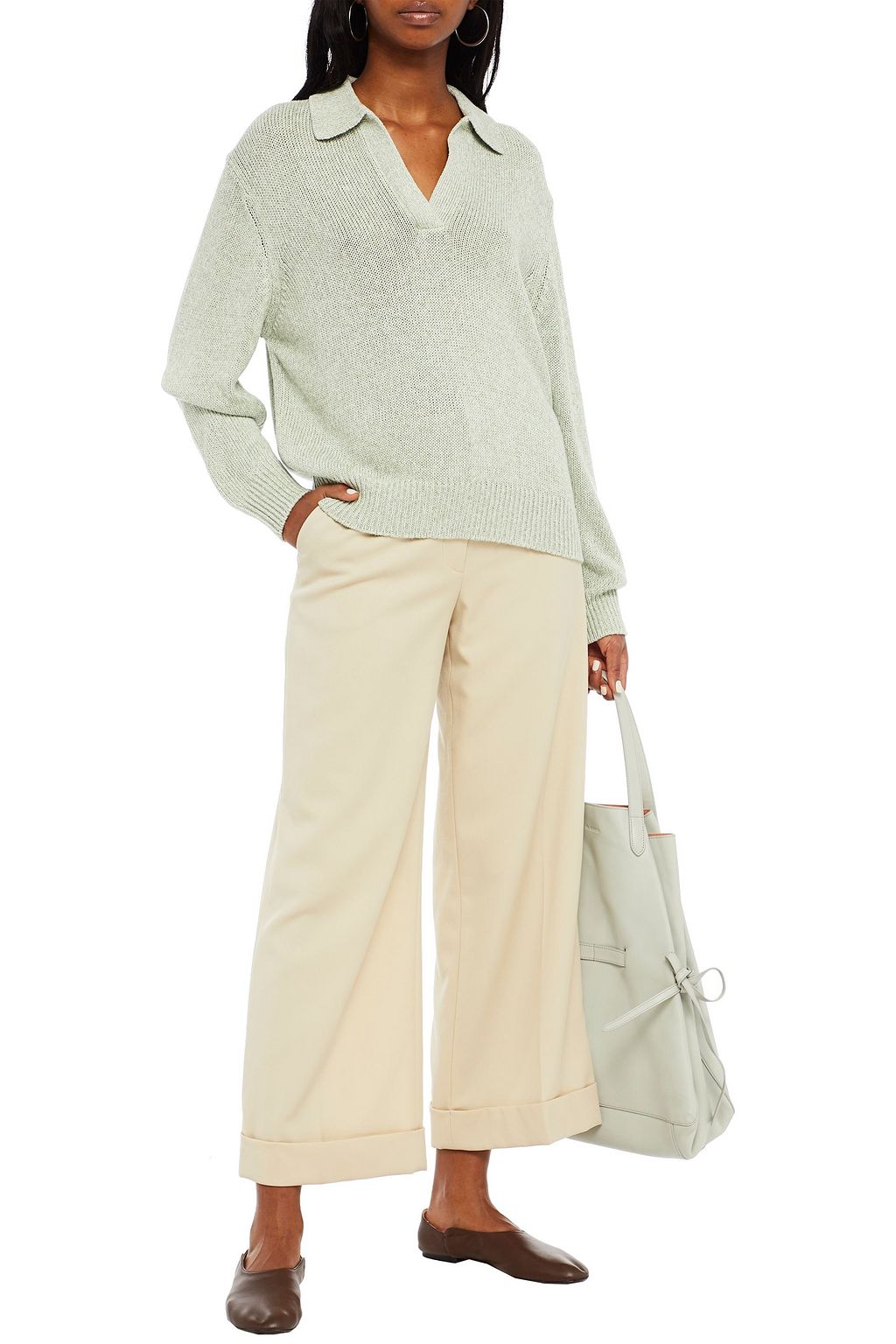 NINETY PERCENT Mélange organic cotton-blend sweater