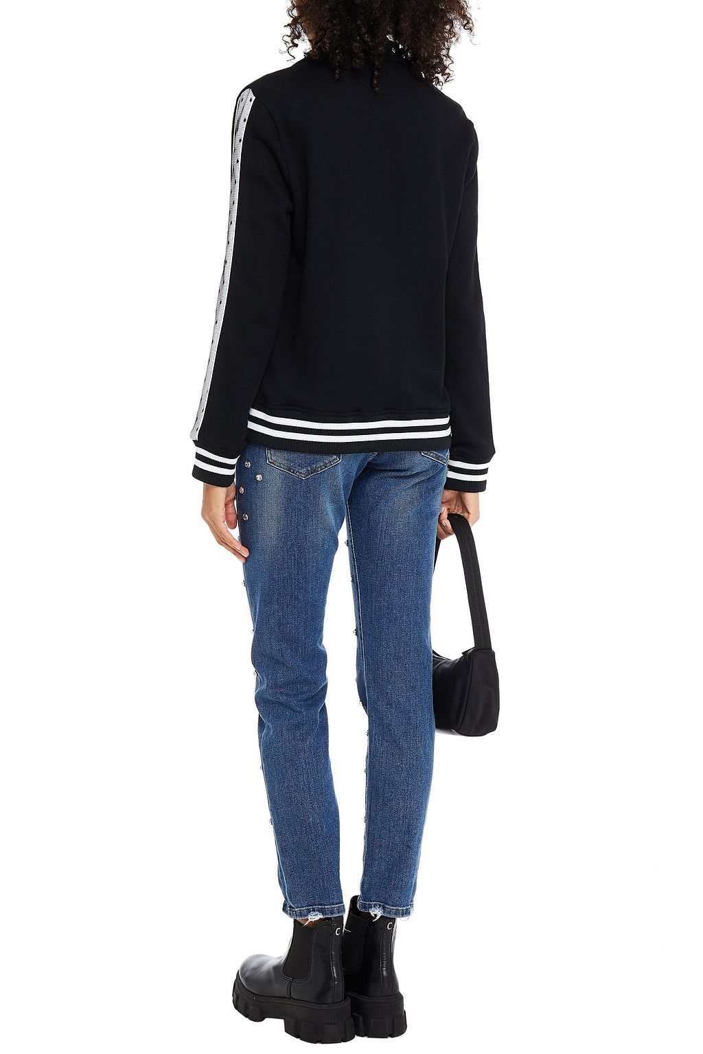REDVALENTINO Crystal-embellished French cotton-blend terry jacket
