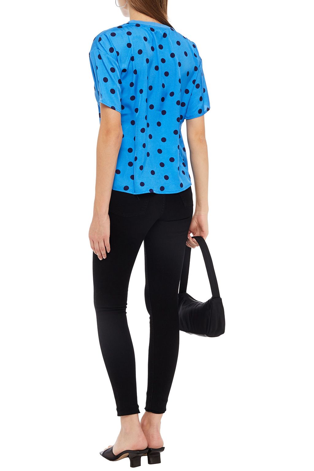GESTUZ Elsie polka-dot satin-twill top