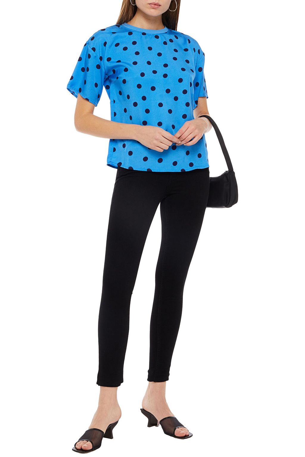 GESTUZ Elsie polka-dot satin-twill top