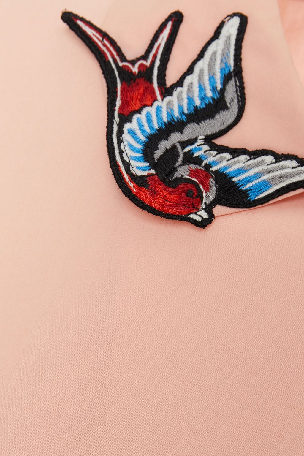 REDVALENTINO Embroidered gathered cotton-blend poplin mini dress