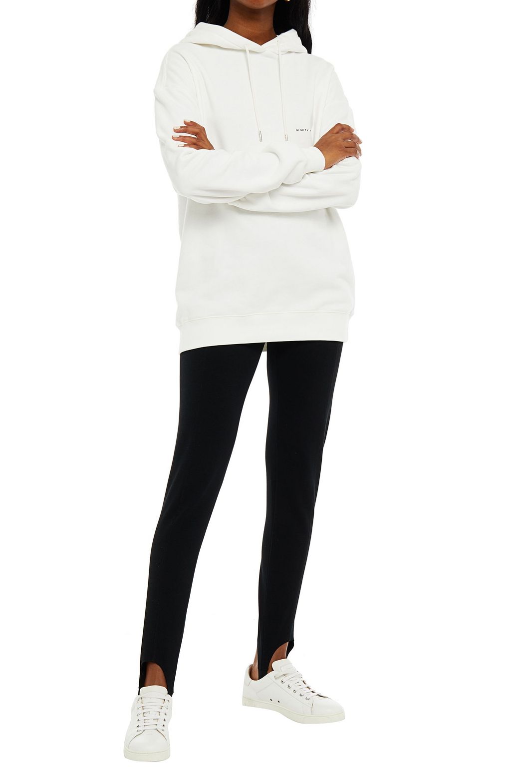 NINETY PERCENT Printed organic French cotton-terry hoodie