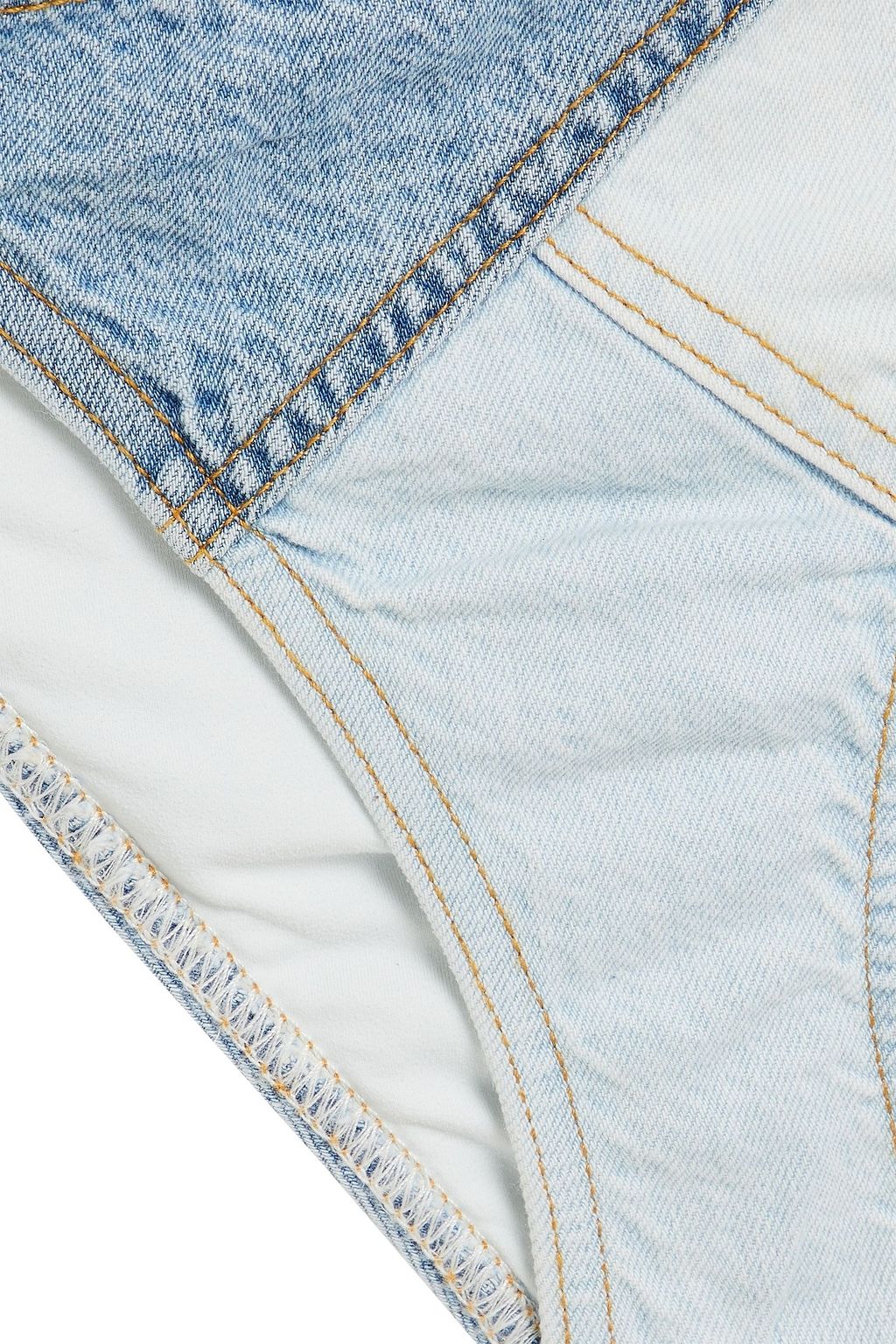 ZIMMERMANN Edie Triangel-Bikini aus Denim in Patchwork-Optik