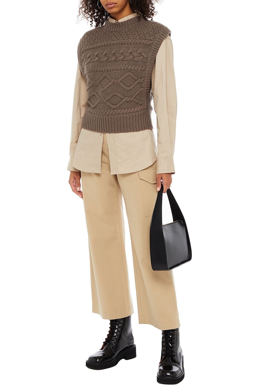 GESTUZ Lupia cable-knit wool and cotton-blend vest