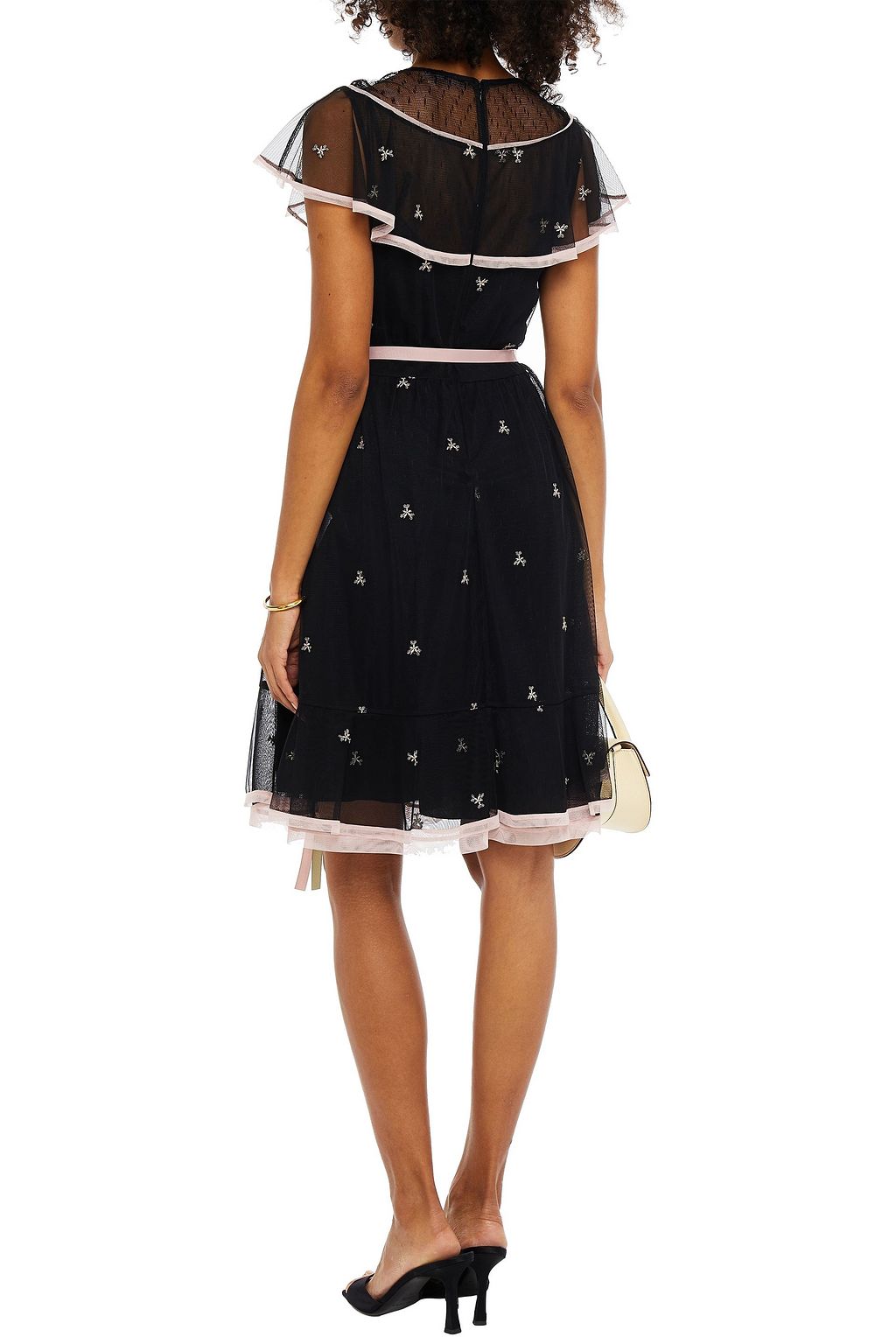 REDVALENTINO Ruffled embroidered tulle and point d'esprit dress