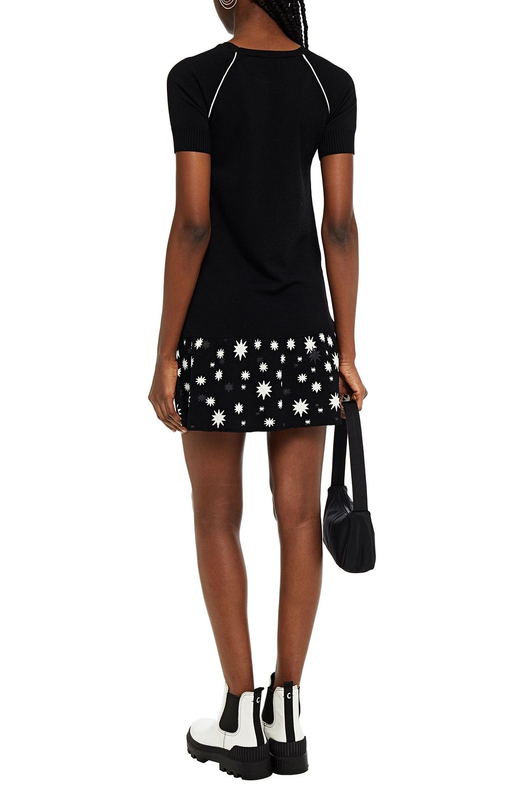 REDVALENTINO Gathered jacquard-knit mini dress