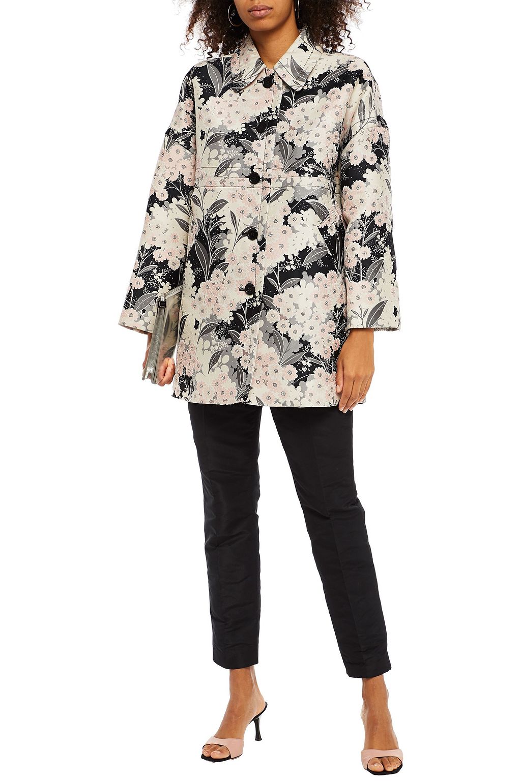 REDVALENTINO Floral-print jacquard coat