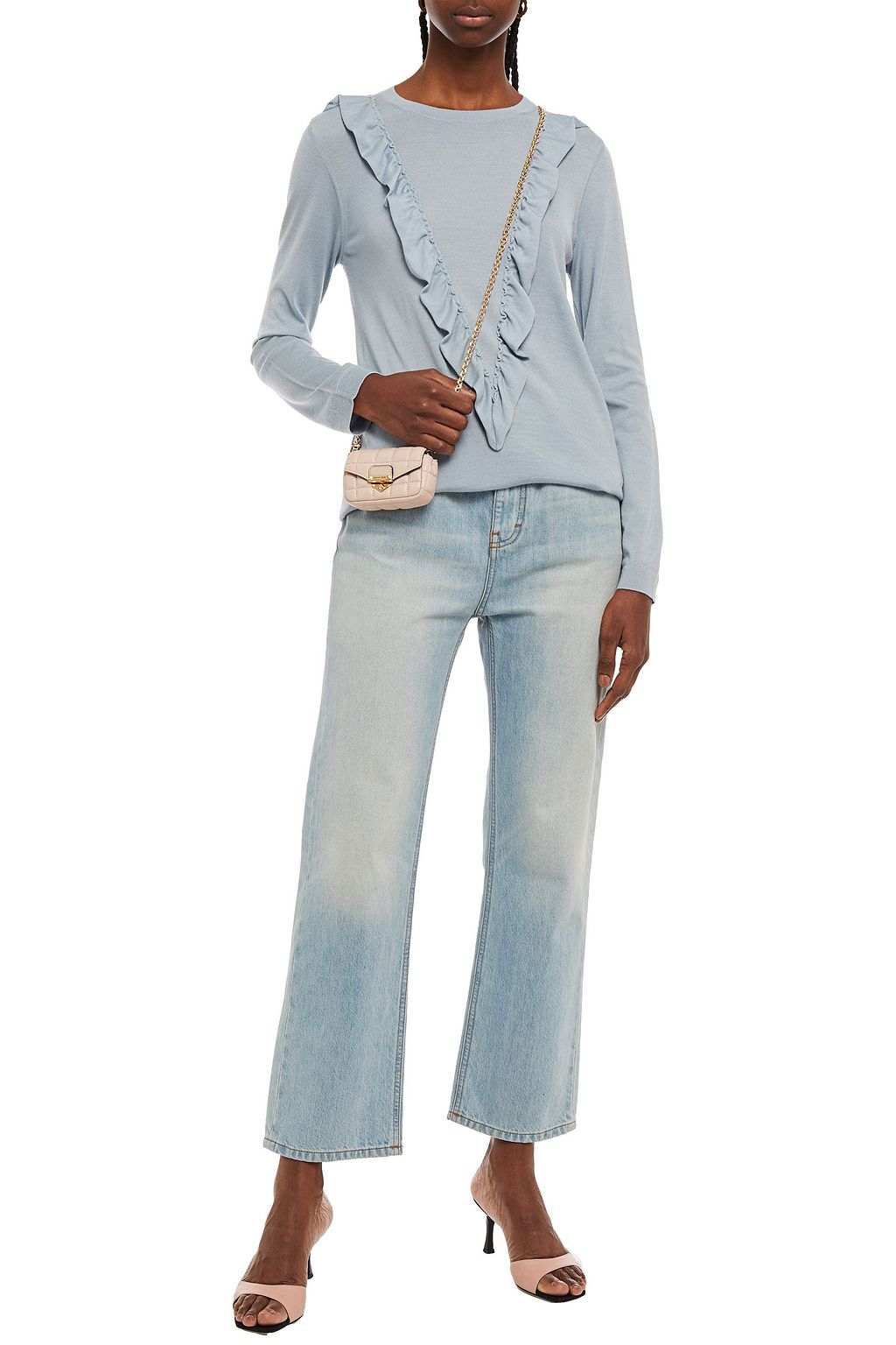 REDVALENTINO Ruffled wool, silk and cashmere-blend sweater