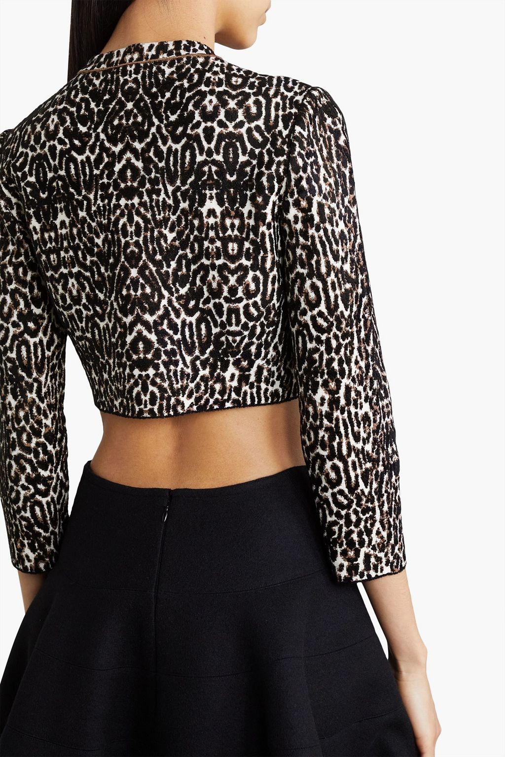 ALAÏA ジャカードニット クロップドカーディガン レオパードプリント