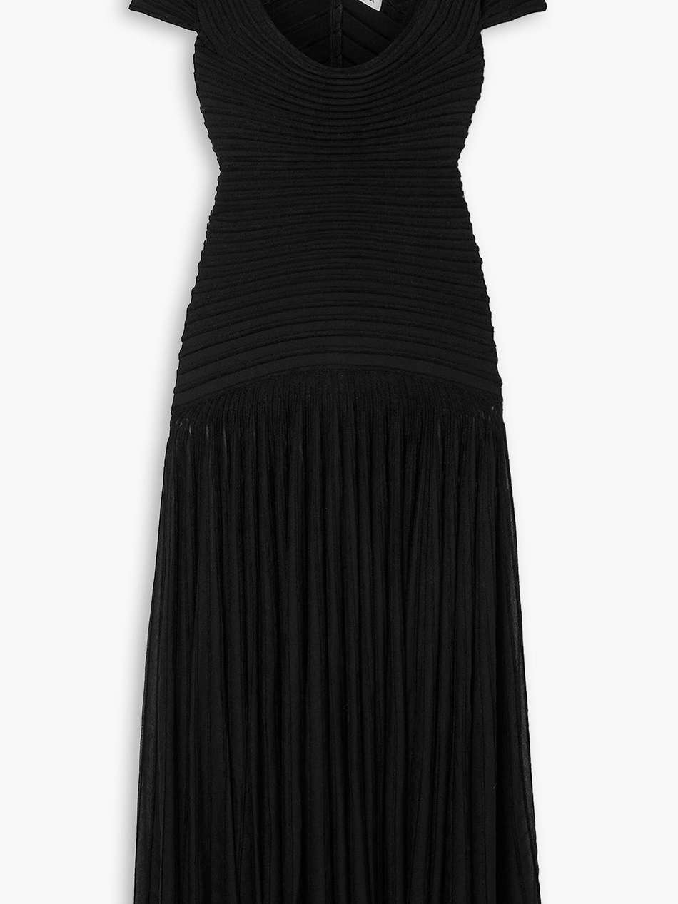stretch-jersey and fleece maxi dress