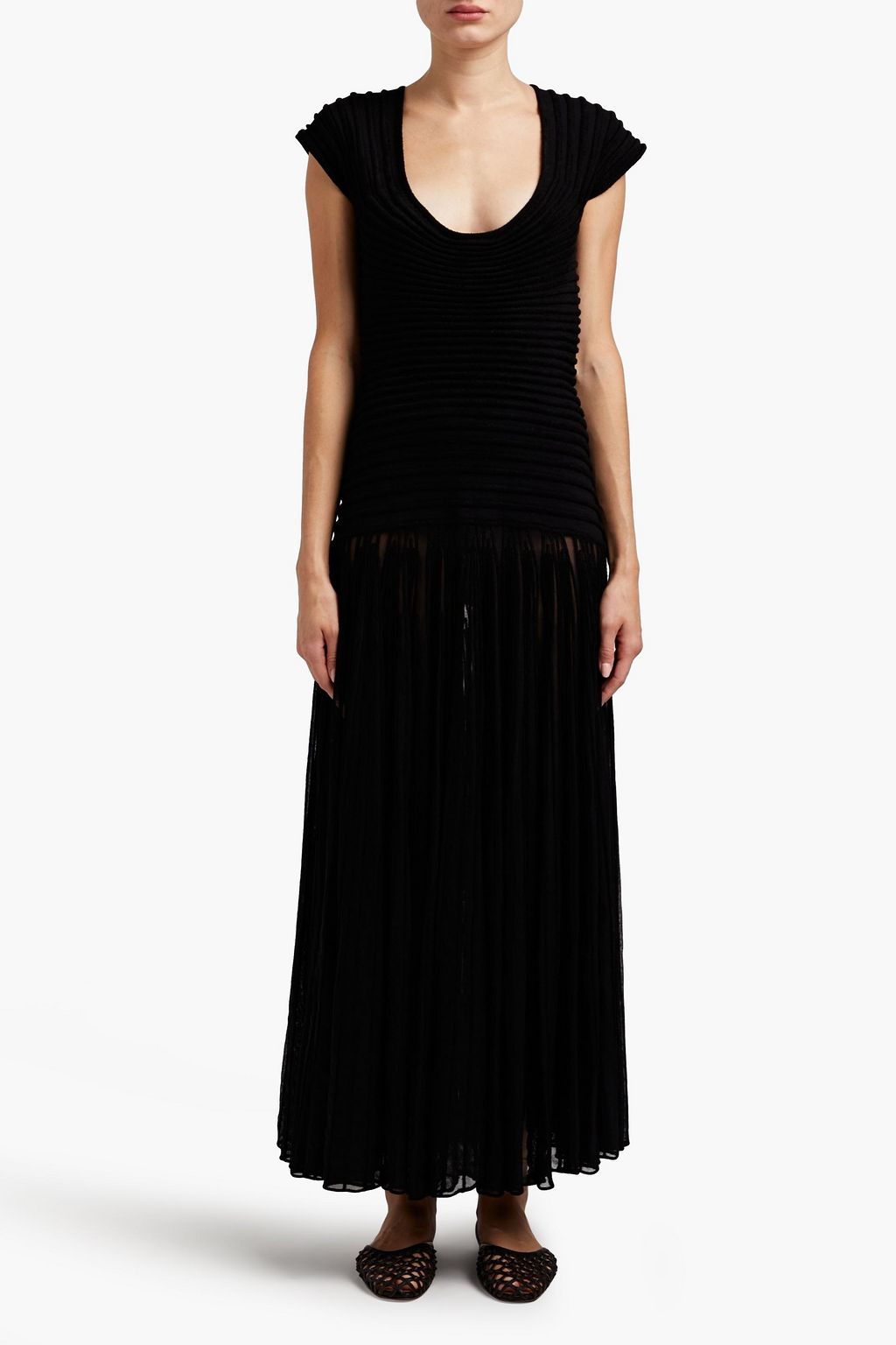 ALAÏA ストレッチジャージー&フリース マキシワンピース