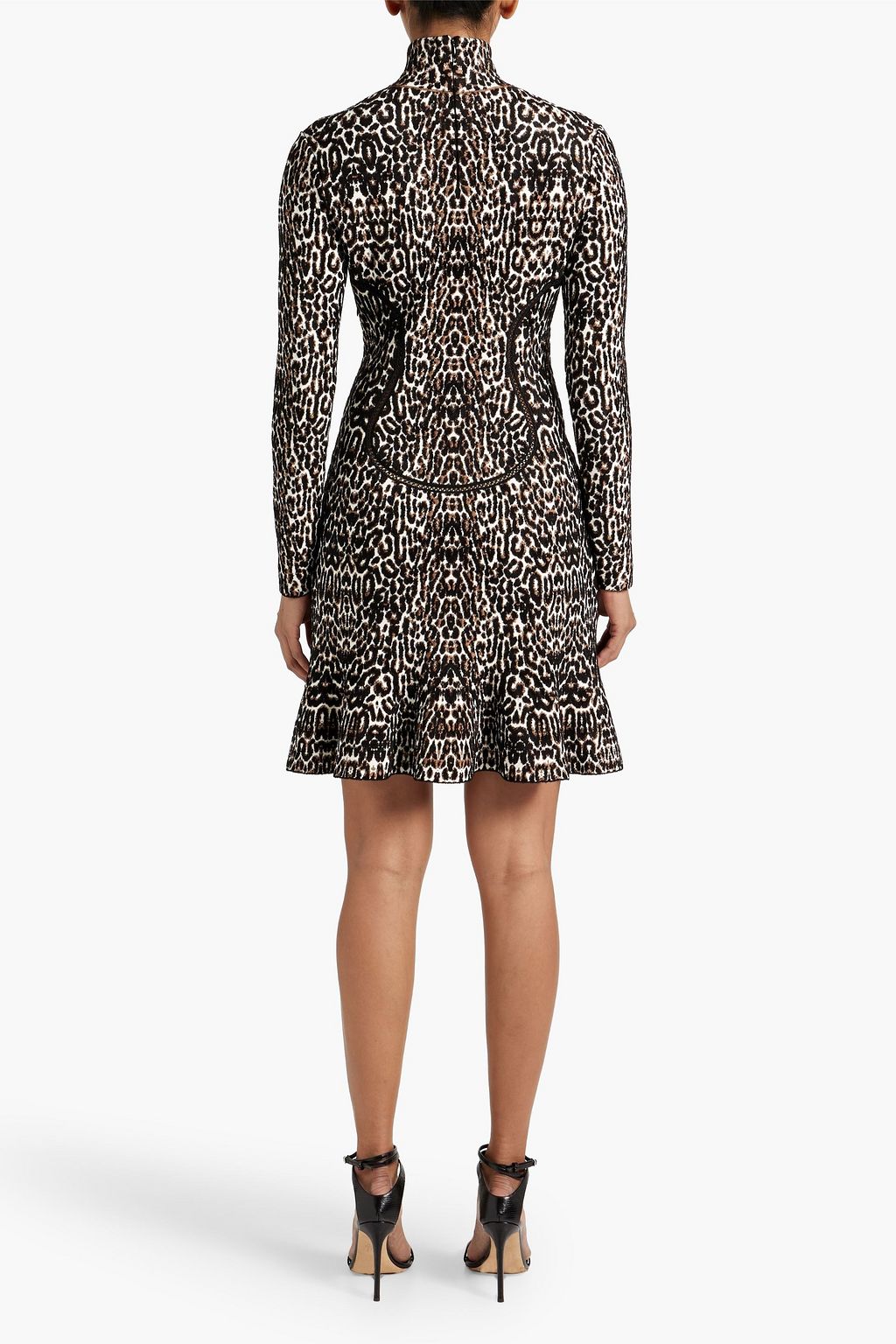 ALAÏA Fluted leopard jacquard-knit mini dress