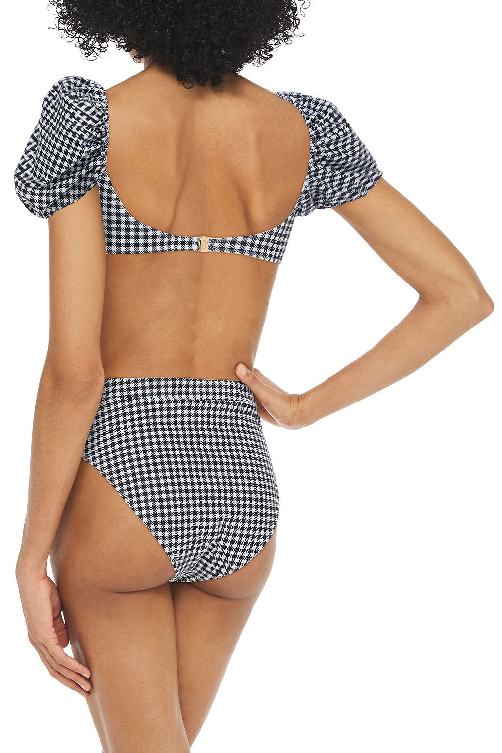 CAROLINE CONSTAS Patia gingham high-rise bikini briefs
