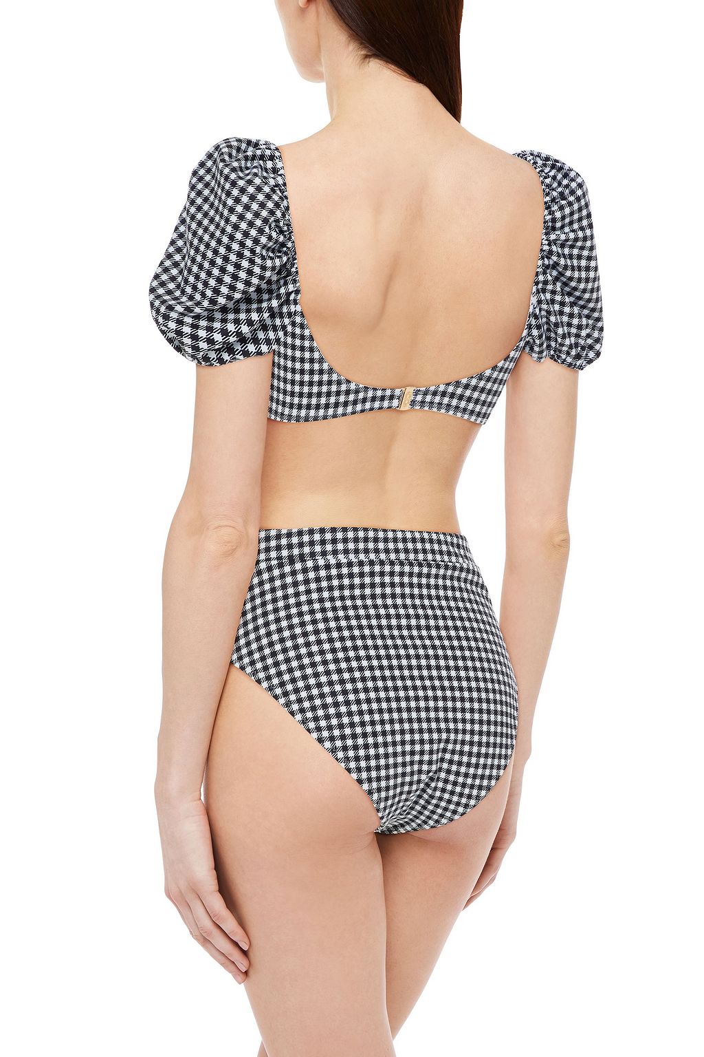 CAROLINE CONSTAS Skyros gathered gingham bikini top