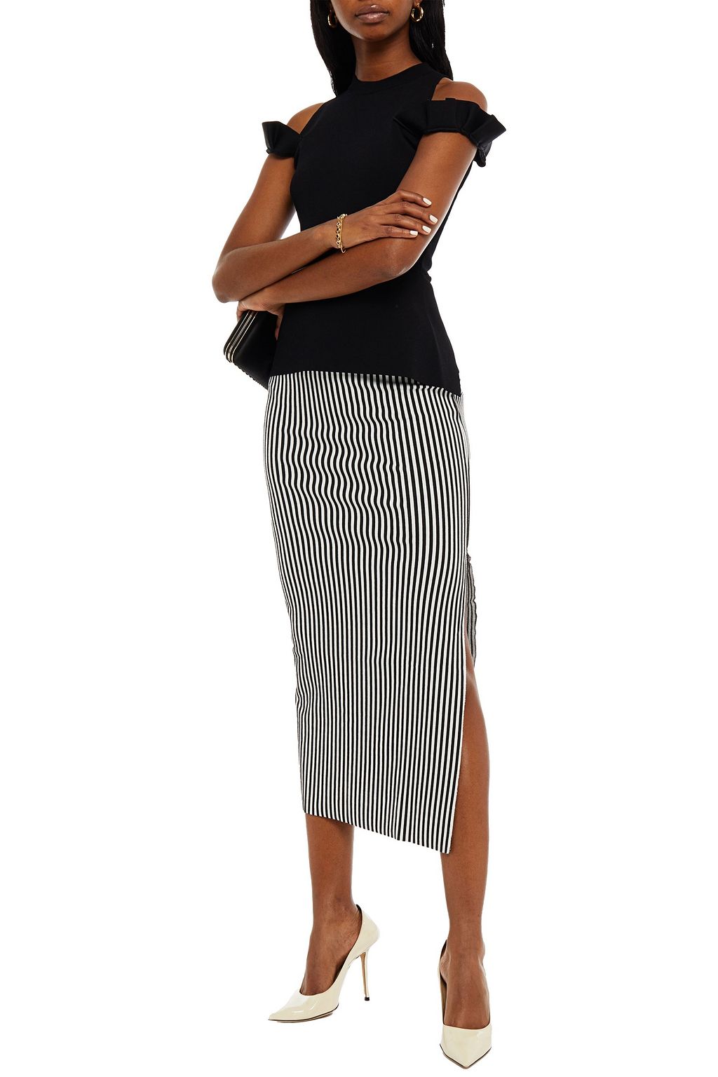 THE RANGE Striped jersey midi pencil skirt