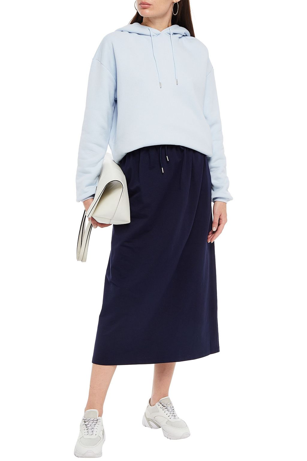 NINETY PERCENT Organic cotton-fleece midi skirt