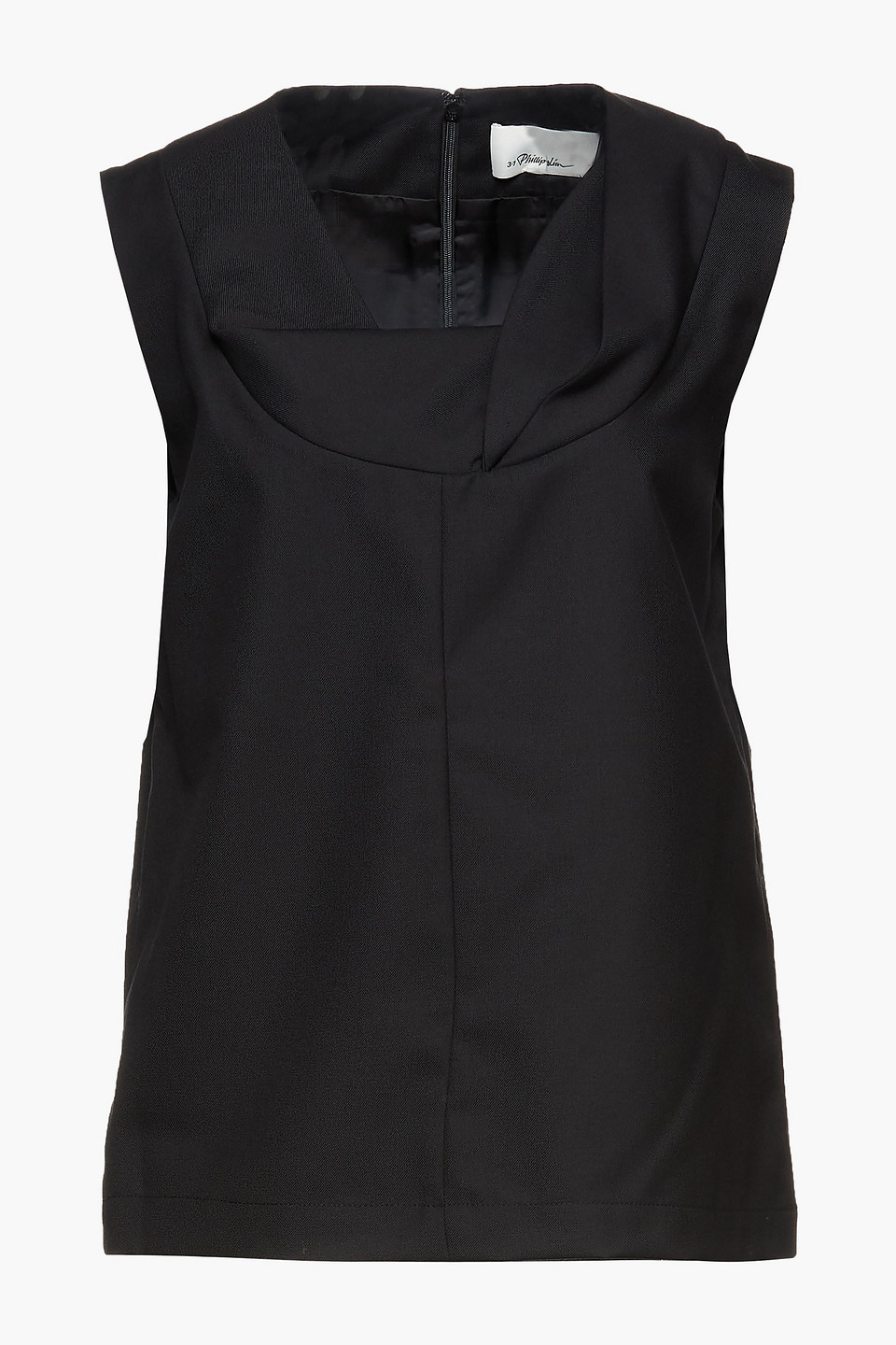 3.1 phillip lim - wool-blend twill top - black - us 8