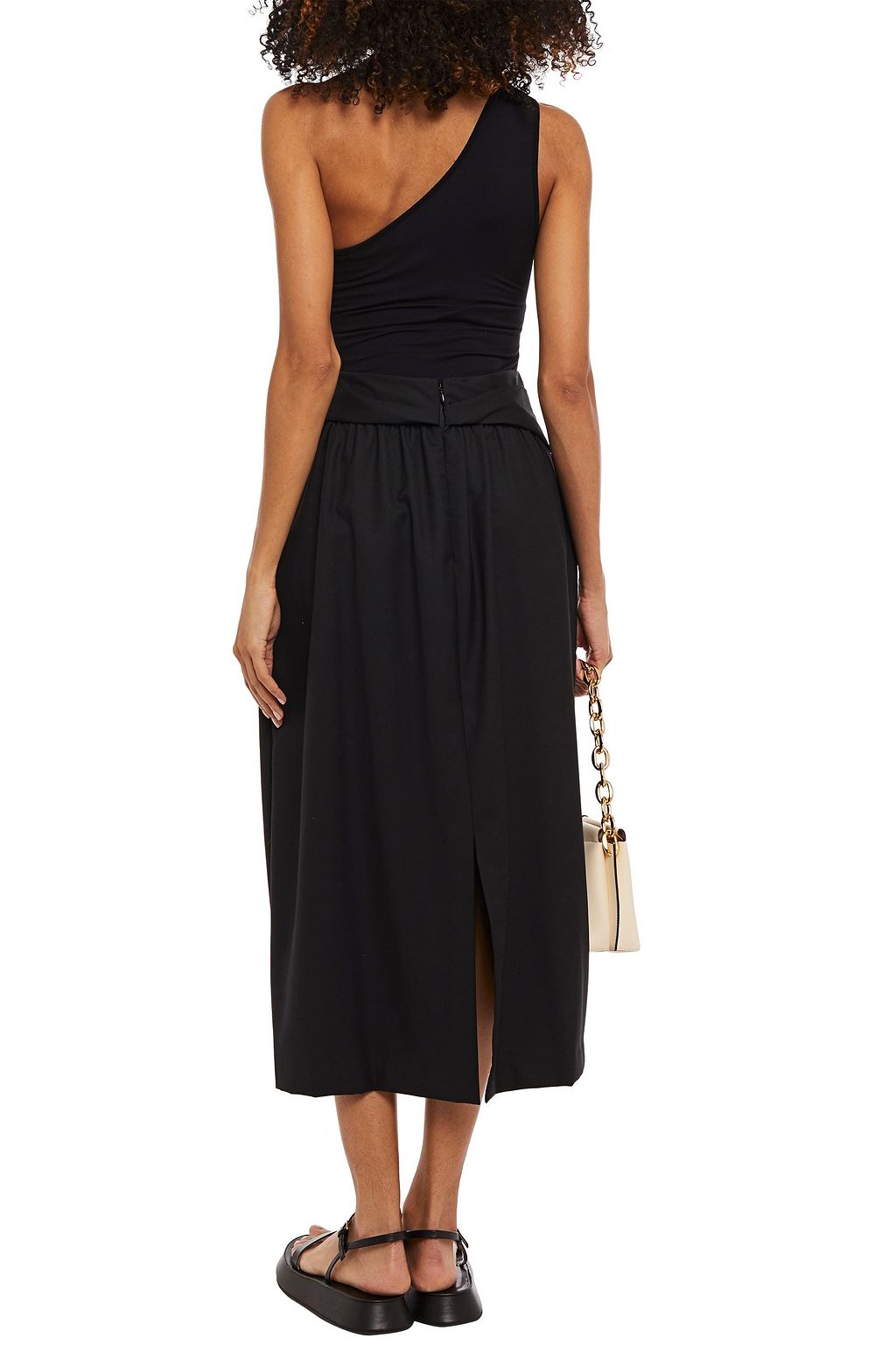 3.1 PHILLIP LIM Twist-front gathered wool-blend twill midi skirt