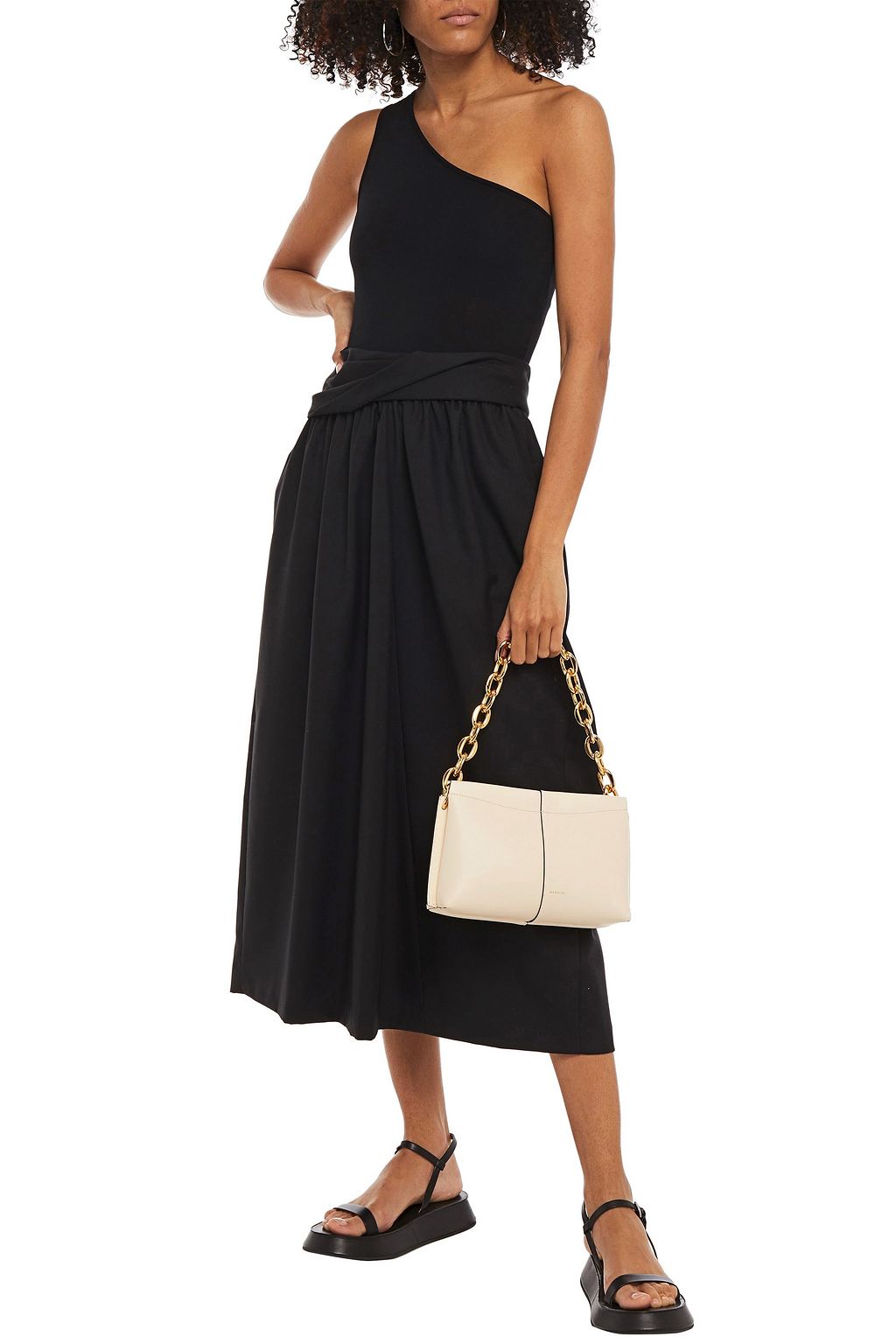 3.1 PHILLIP LIM Twist-front gathered wool-blend twill midi skirt