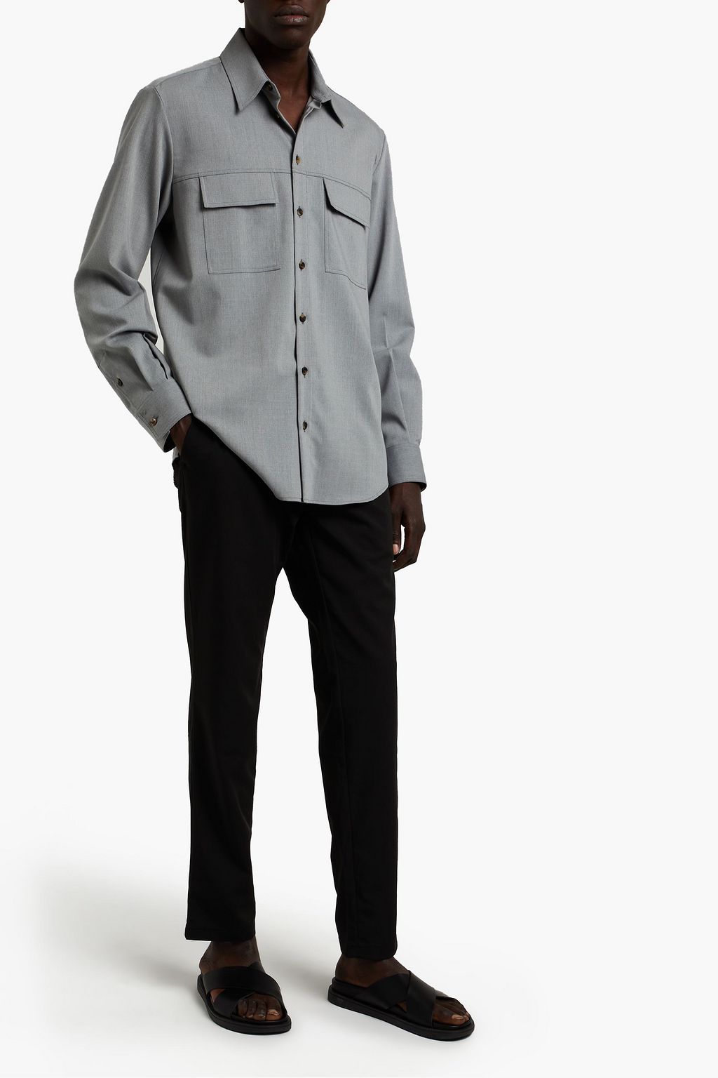 JOSEPH Mélange wool-blend twill shirt